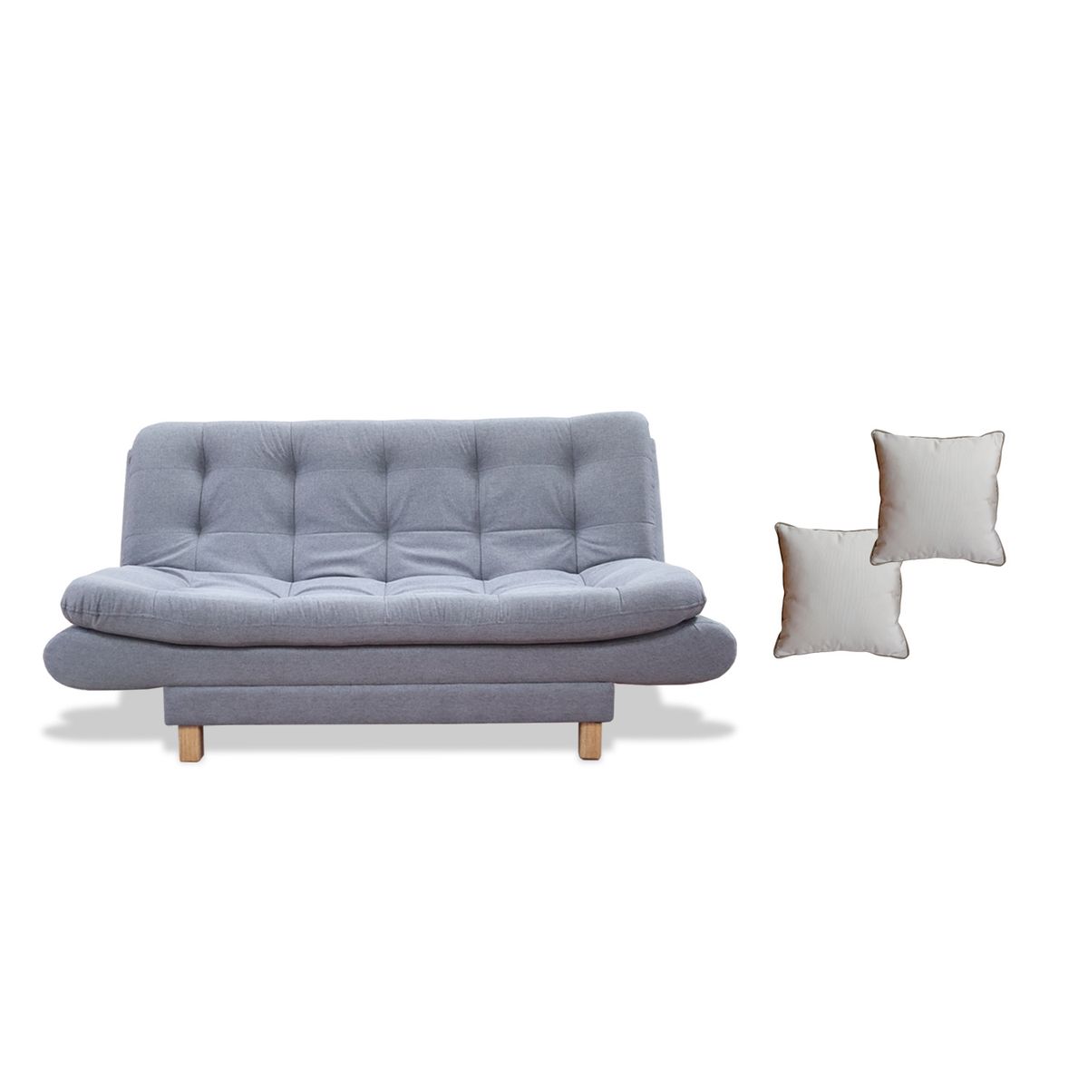 GENERICO - Sofacama Lehmann 3 posiciones Reclinable Gris + Cojines Decorativos