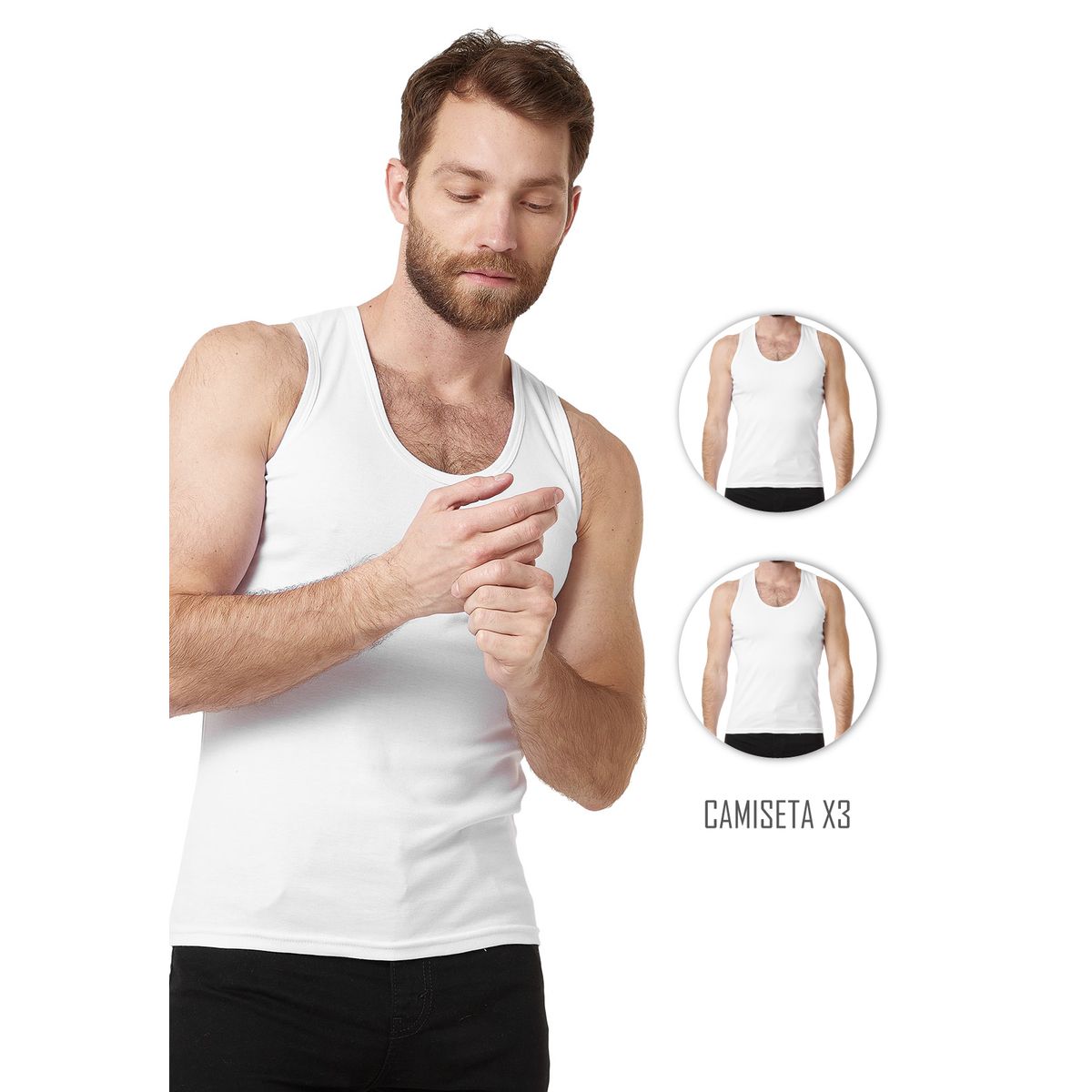 SANTANA - Combo X3 Camiseta Esqueleto Hombre Santana Blanco