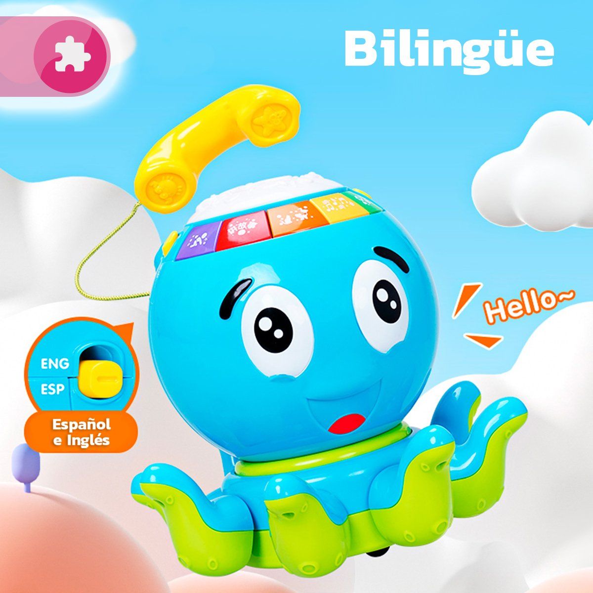 ENFANT'ASY - Juguete Gateador Didáctico Musical Teléfono Y Voz Bebé