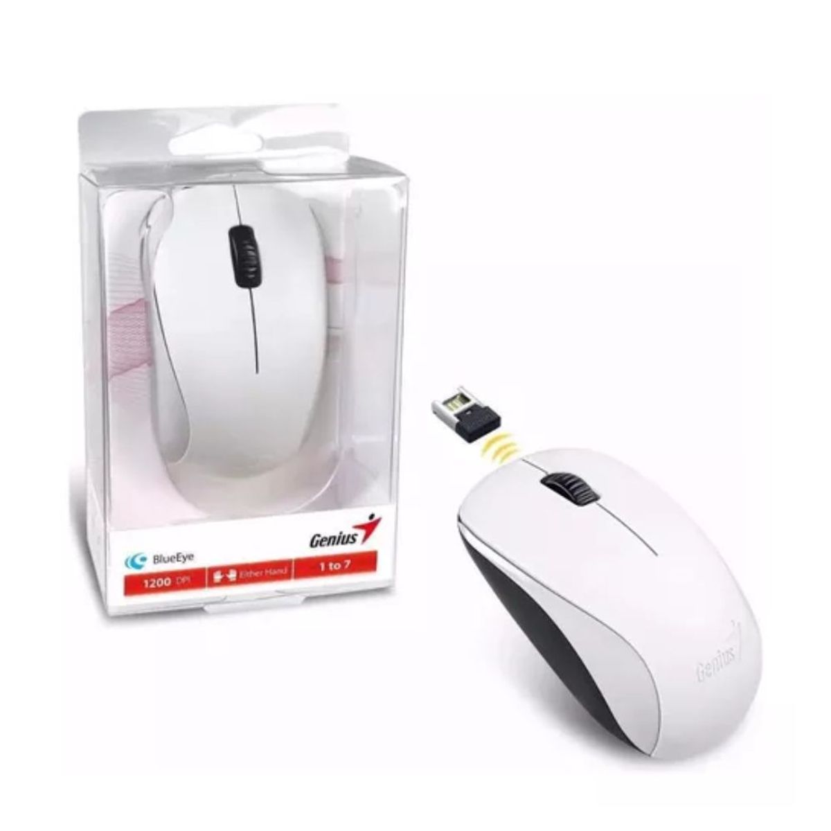 GENIUS - Mouse Inalámbrico Genius Nx-7000 Blanco Blueeye 1200 Dpi Usb