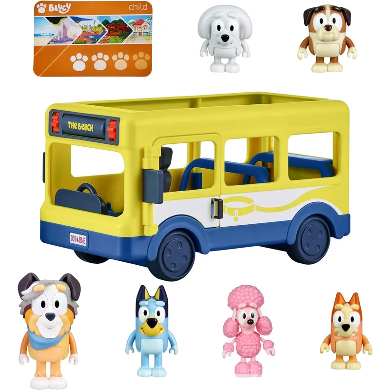 GENERICO - Juguete Carro Bluey Bus Escolar + 6 Figuras
