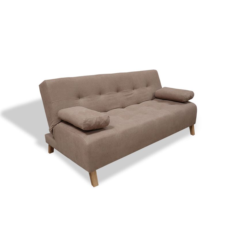 GENERICO - Sofacama Egli 3 Posiciones Reclinable Camel + Cojines