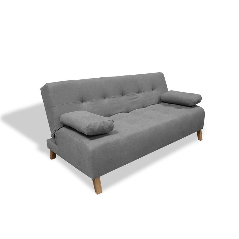 GENERICO - Sofacama Egli 3 Posiciones Reclinable Gris + Cojines