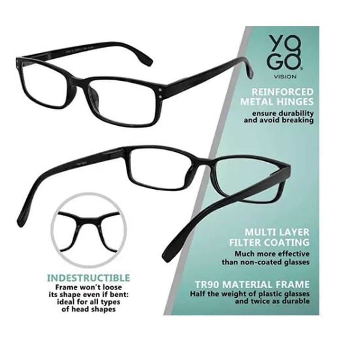 GENERICO - Gafas De Lectura Antirreflejo Filtro Uv Estuche Yogo Vision 2 . 0X