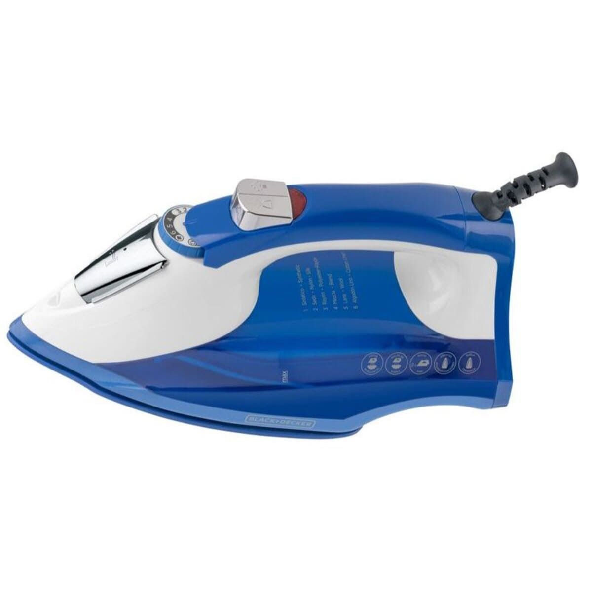BLACK+DECKER - Plancha Black  Decker Suela Ceramica Vapor Smartsteam Azul  IR1866