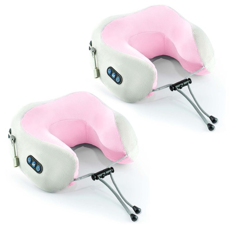 STYLE STARS - 2 Almohadas Masajeadora Cervical Eléctrica para Cuello en U Rosado