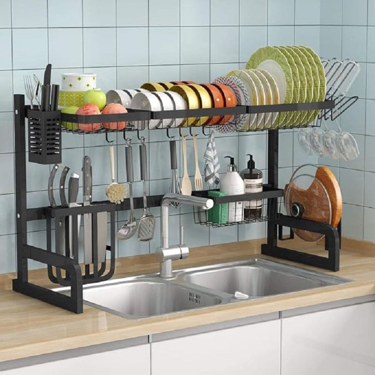 GENERICO - Escurridor Para Vajilla Sobre Pileta Con Estantes Metal Hts