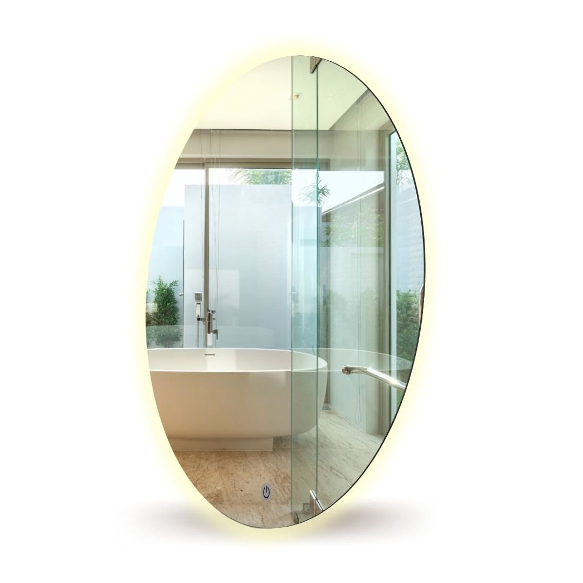 ALIK DISEÑO - Espejo Redondo Flotante Con Luz Led Cálida Táctil 60 Cm