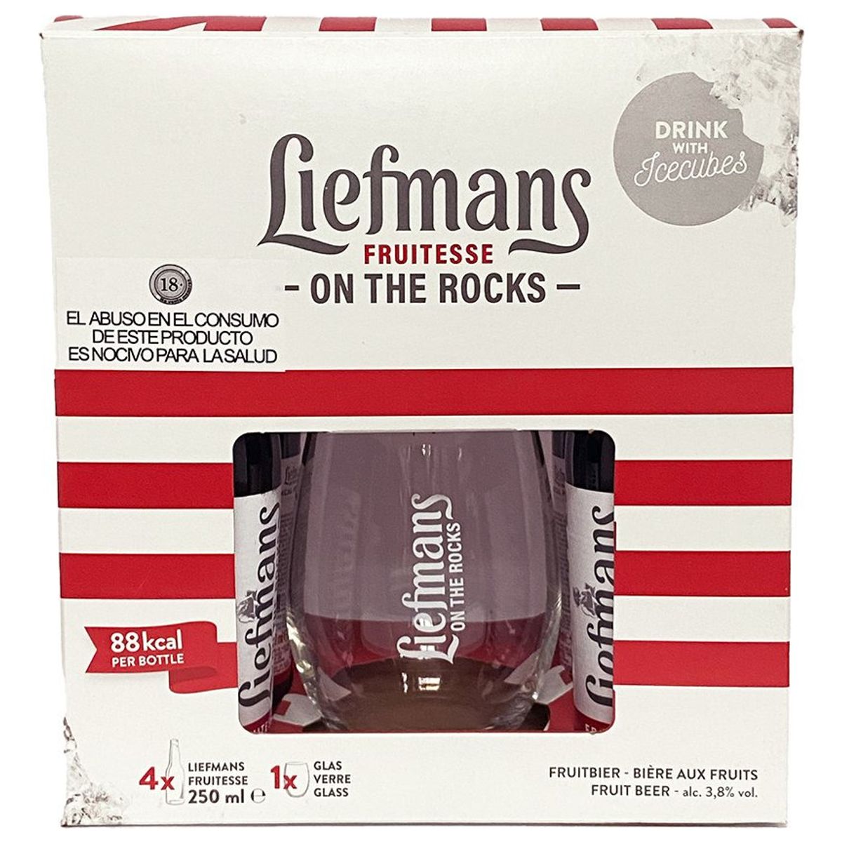 NACIONAL - Estuche Cerveza Frutas Liefmans 4 bot + 1 vaso