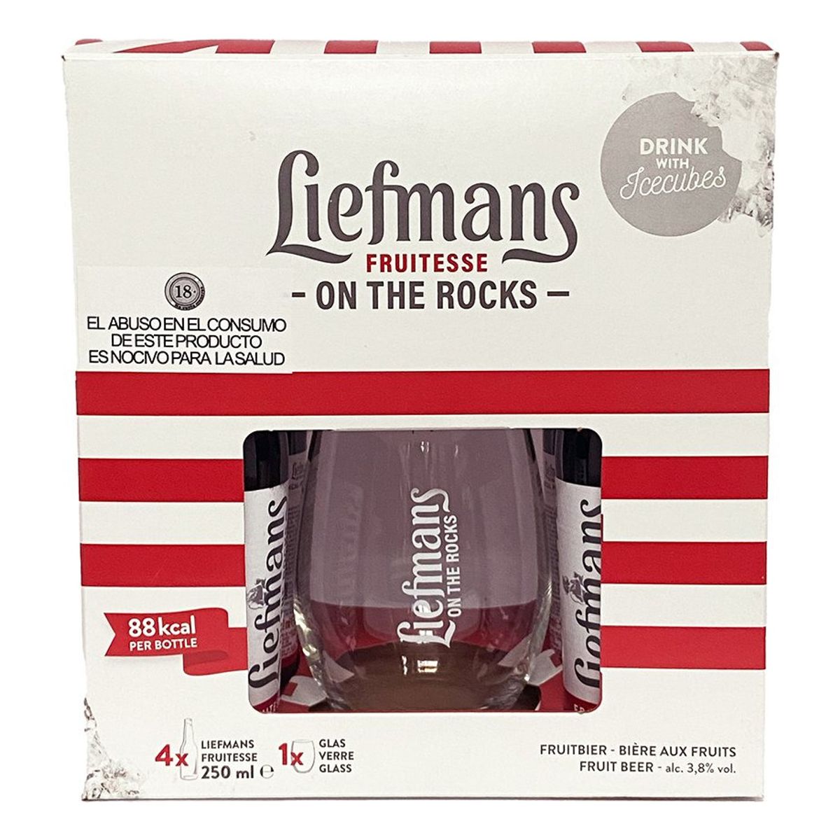 NACIONAL - Estuche Cerveza Frutas Liefmans 4 bot + 1 vaso
