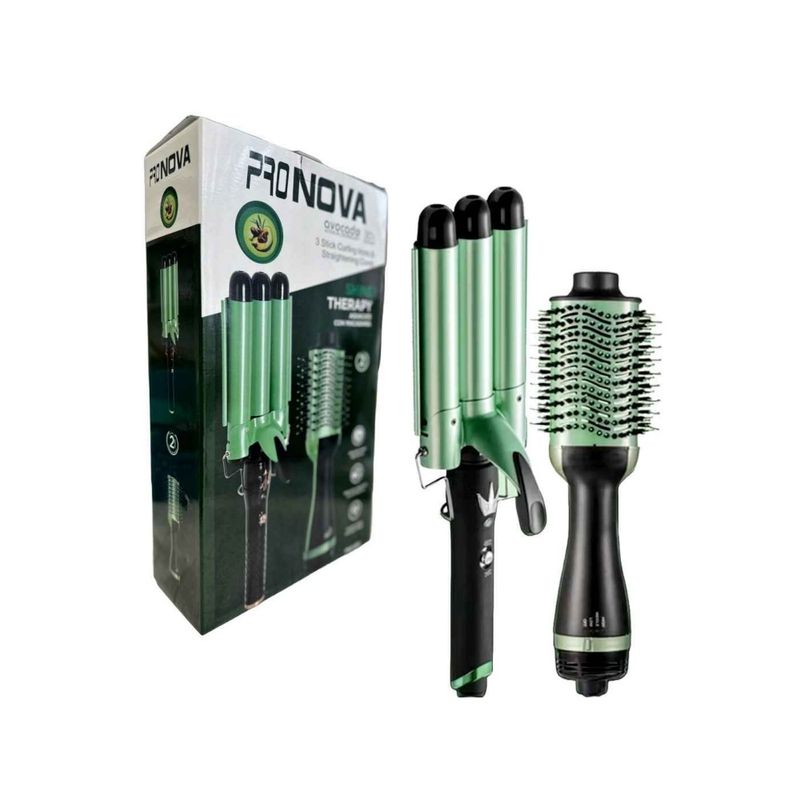 GENERICO - Combo Cepillo Secador Para Cabello Con Pinza Rizadora