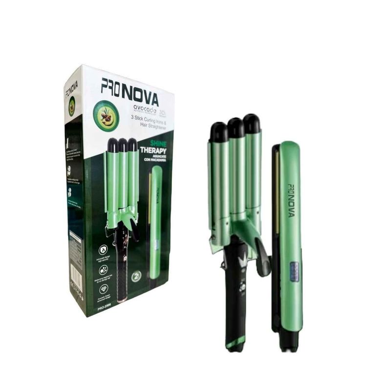 GENERICO - Combo Plancha Con Rizadora Sirena Pronova Aguacate