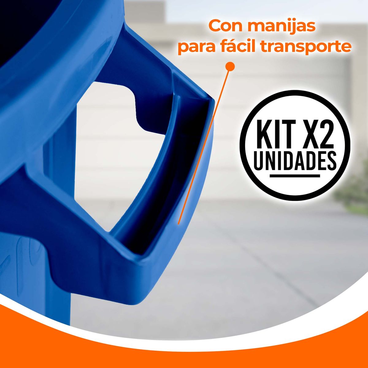 ENERGY PLUS - Kit X2 Canecas Tanque Grande Multiuso Plástica 70L con Tapa