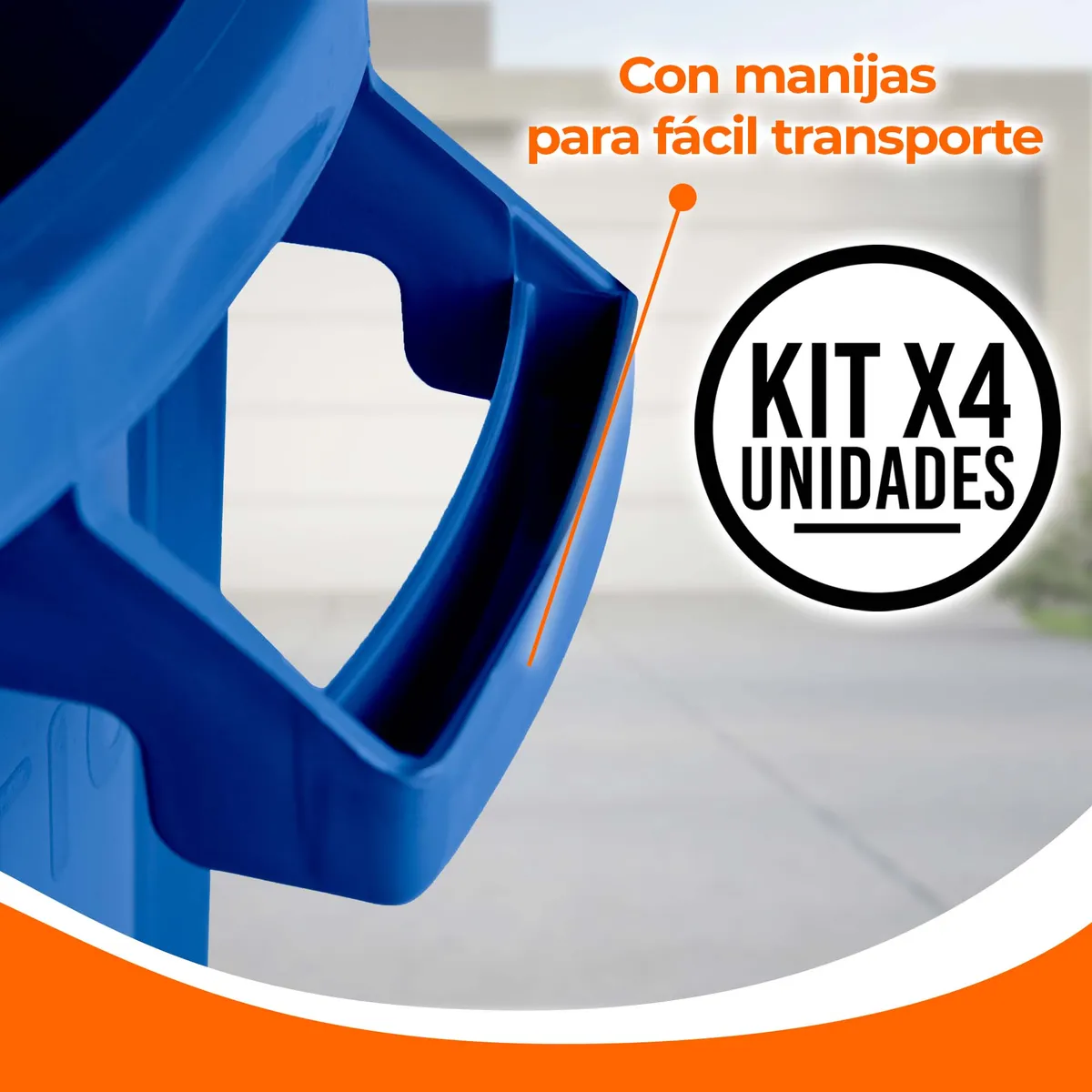 ENERGY PLUS - Kit X4 Canecas Tanque Grande Multiuso Plástica 70L con Tapa