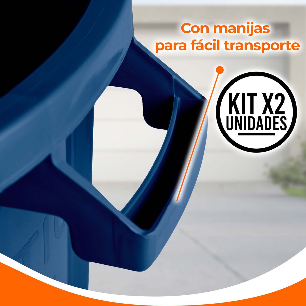 ENERGY PLUS - Kit X2 Canecas Tanque Multiuso Plástico 50L Tapa y Manijas