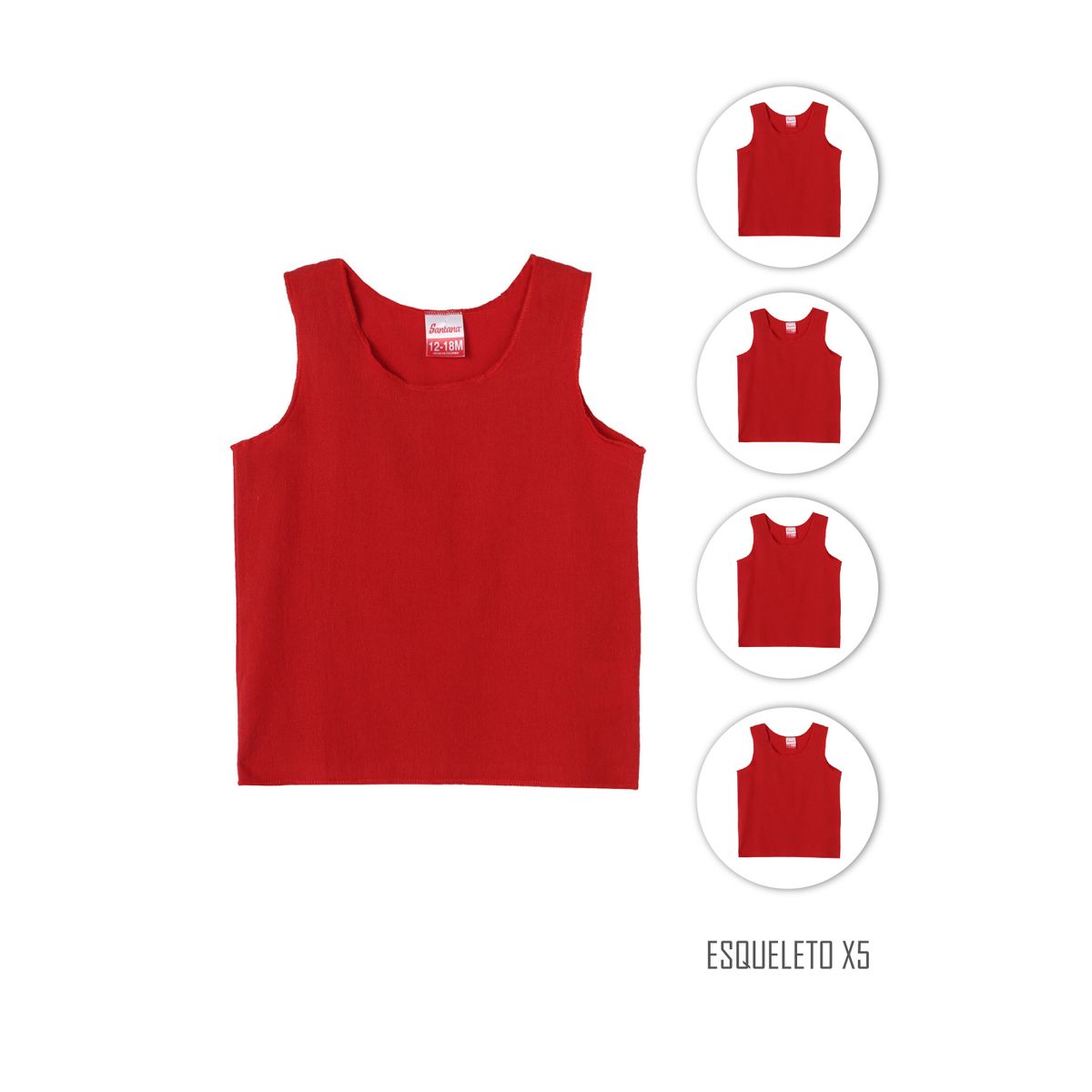 SANTANA - Combo X5 Esqueleto Bebé Bayetilla Rojo