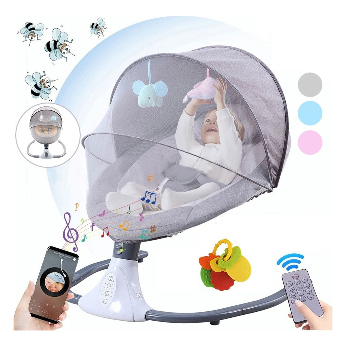 MUNDO BEBE - Mecedora Eléctrica Para Bebe Descanso Tranquilo