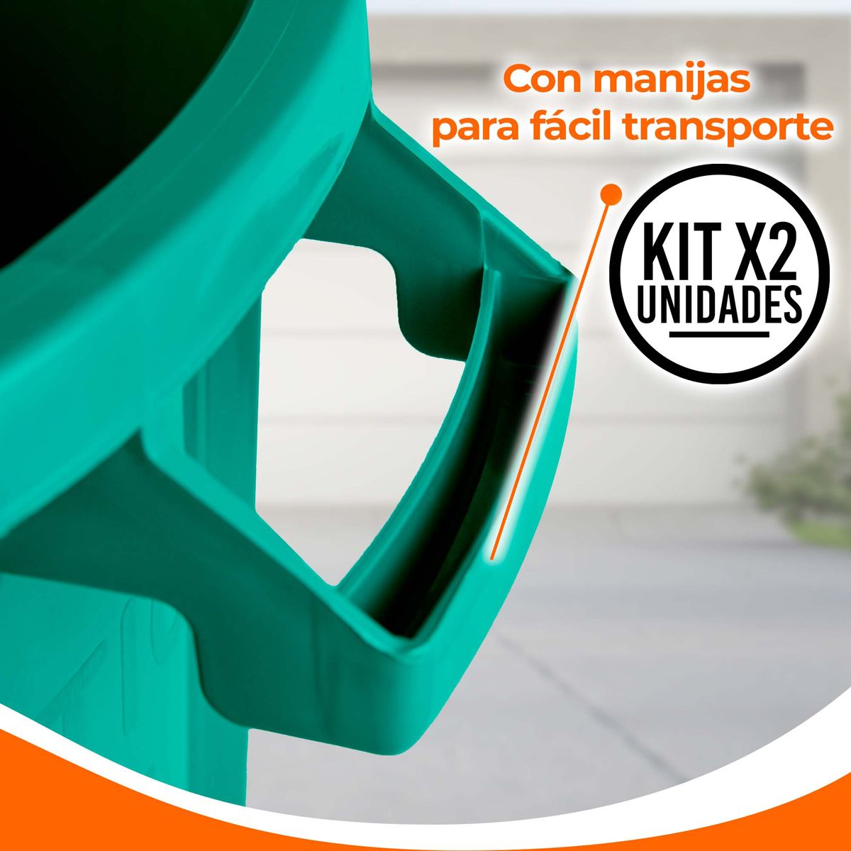 ENERGY PLUS - Kit X2 Canecas Tanque Multiuso Plástico 50L Tapa y Manijas