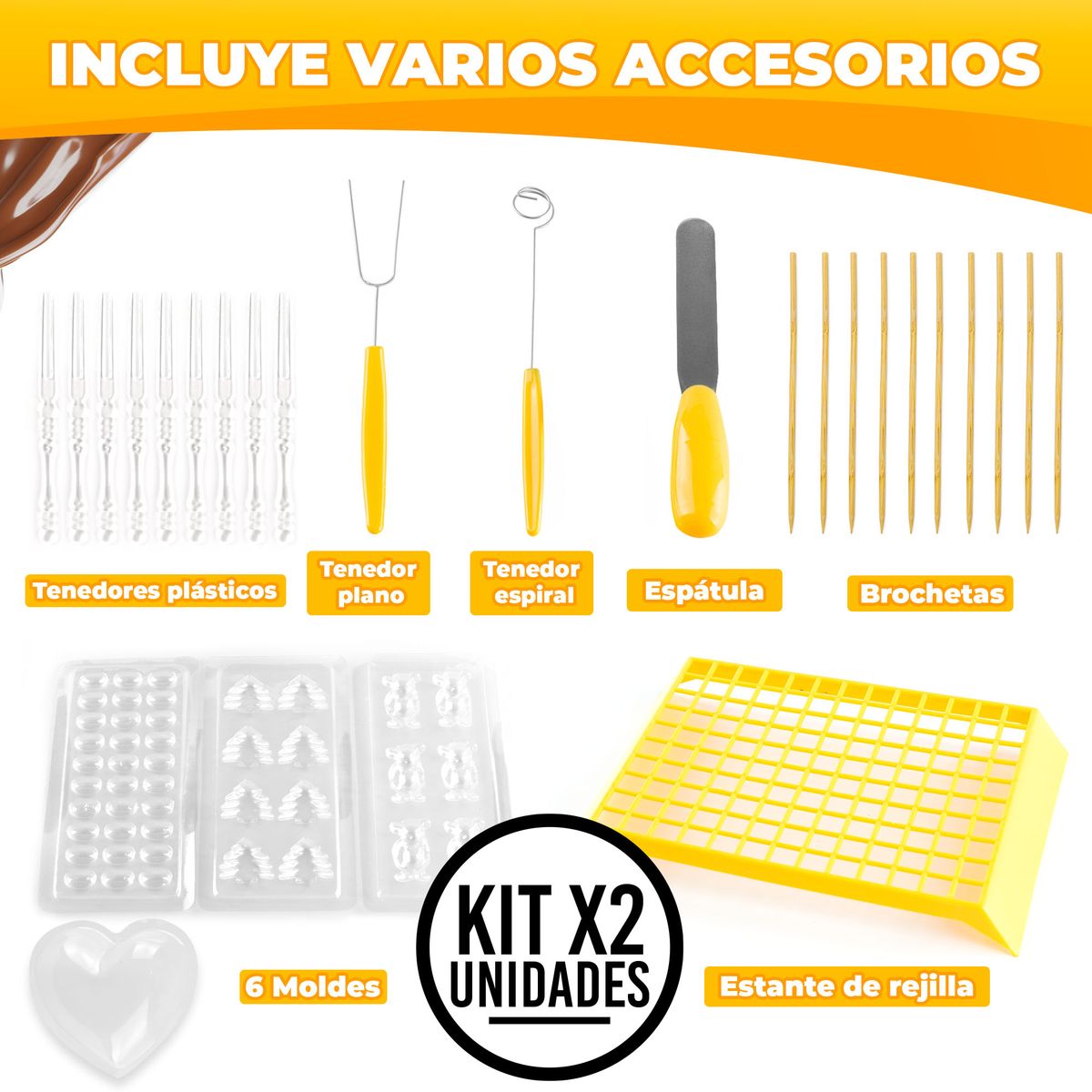 CHEF MASTER - 2 Ollas Eléctrica para derretir Chocolate - Fundidora Fondue