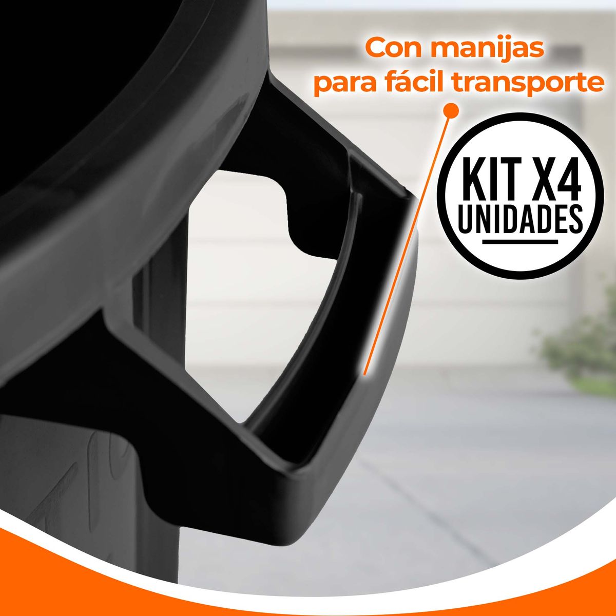 ENERGY PLUS - Kit X4 Canecas Tanque Multiuso Plástico 50L Tapa y Manijas