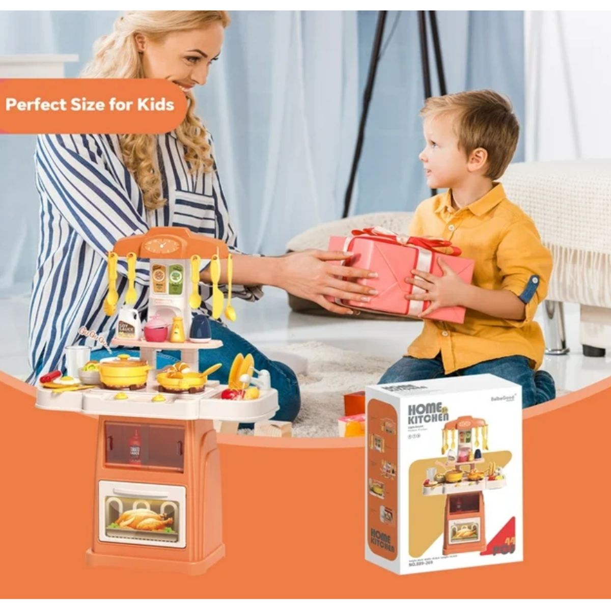 MARKET TOYS - Cocina Infantil 44 Pcs Luces + Sonidos