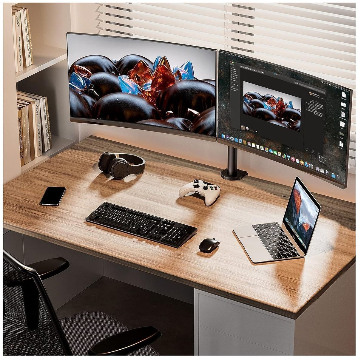 ONE PIXEL - Brazo Soporte Doble Para 2 Monitores One Pixel Base Escritorio