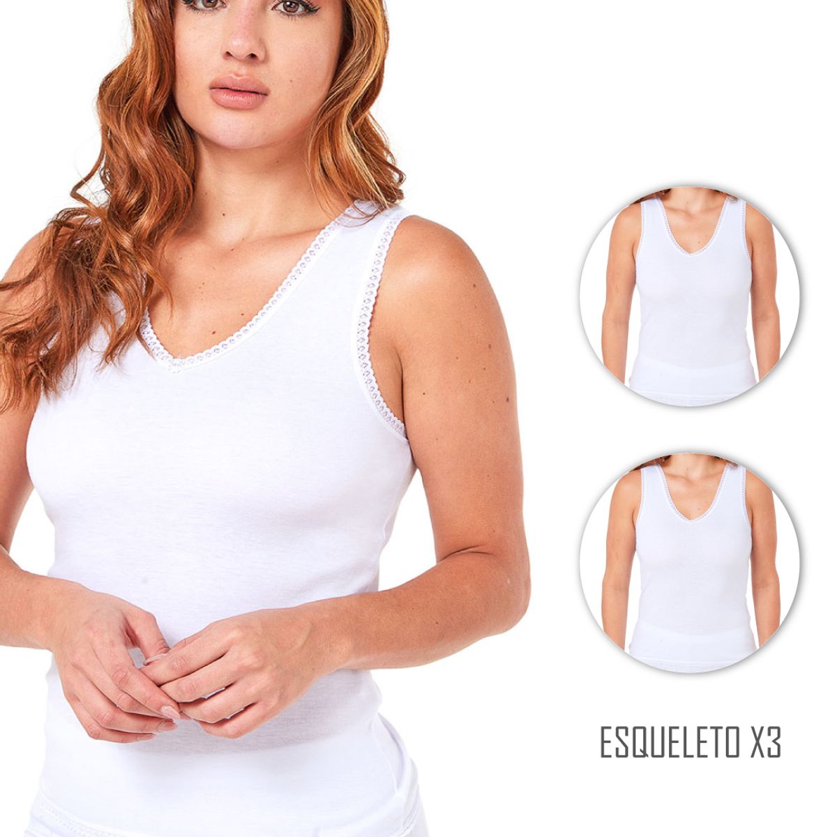 SANTANA - Combo X3 Esqueleto Mujer Encaje Santana Blanco