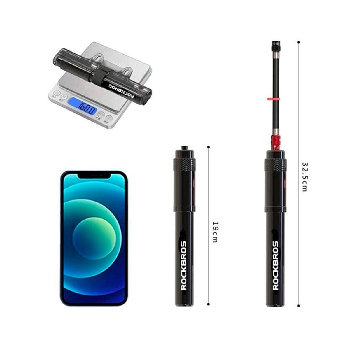 ROCKBROS - Bomba Rockbros Inflador Bicicleta Portátil 260psi Manómetro