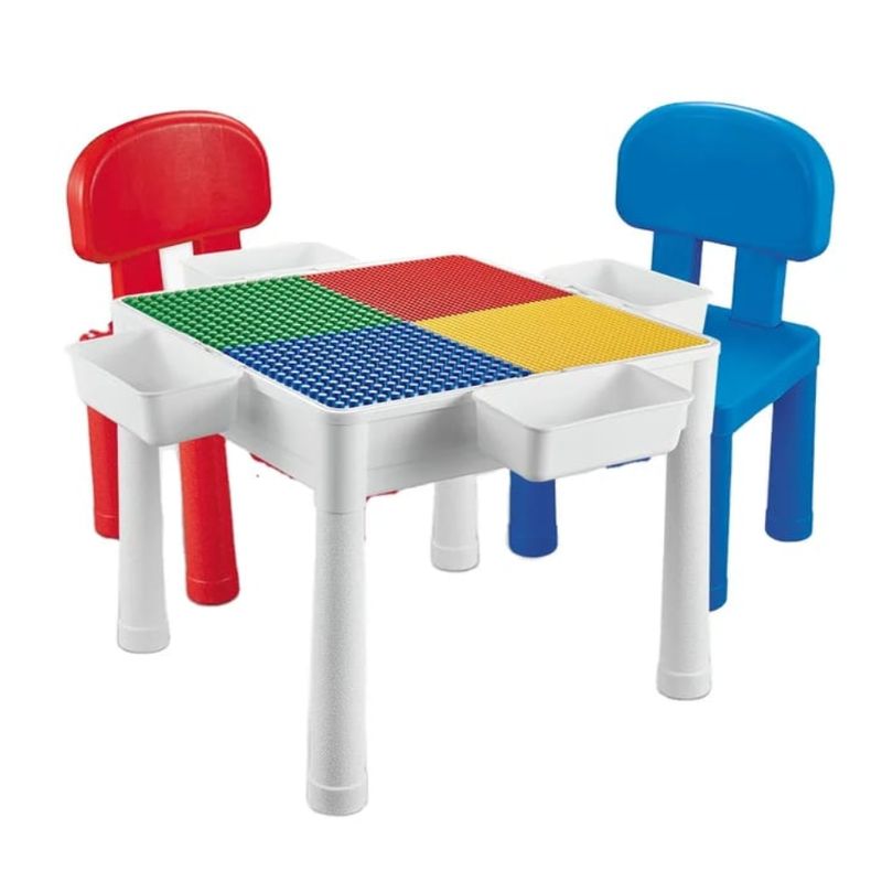 MARKET TOYS - Mesa Didáctica Y Bloques Encajables 2 En 1 Blocks Desk