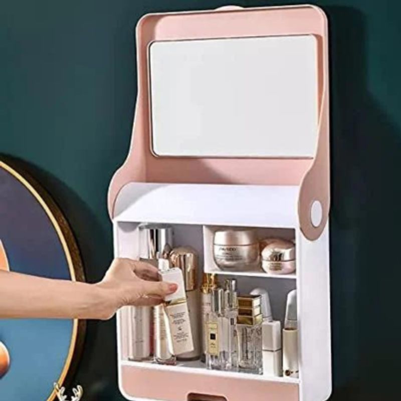 GENERICO - Organizador De Maquillaje De Montaje En Pared Rosa