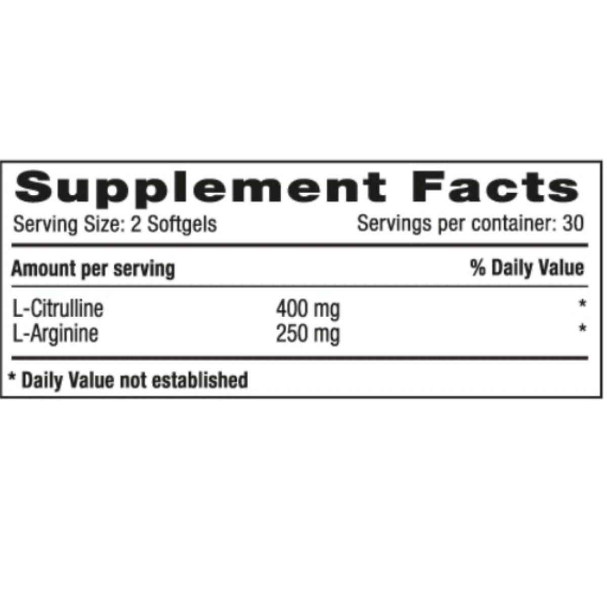 MILLENIUM NATURAL SYSTEMS - L-Citrulline + L-Arginine x 60 Softgels Natural System