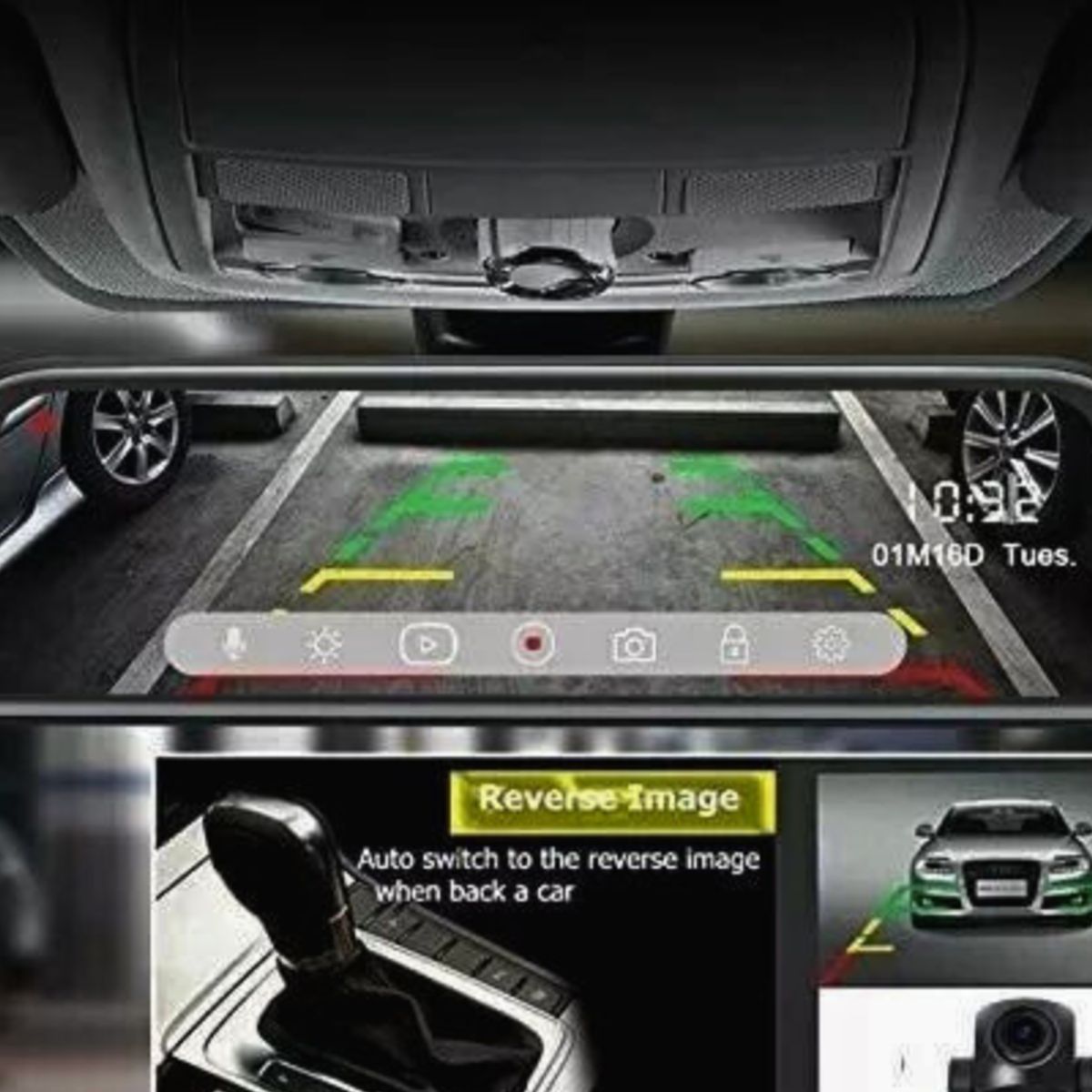 GENERICO - Espejo retrovisor  Camara  dvr hd delantera y trasera 1080