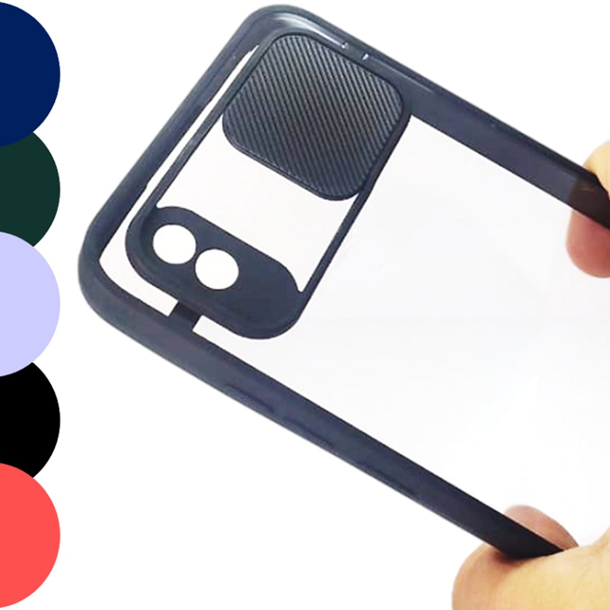 GENERICO - Estuche Case Slider Transparente Compatible Con Xiaomi Redmi 9A Negro