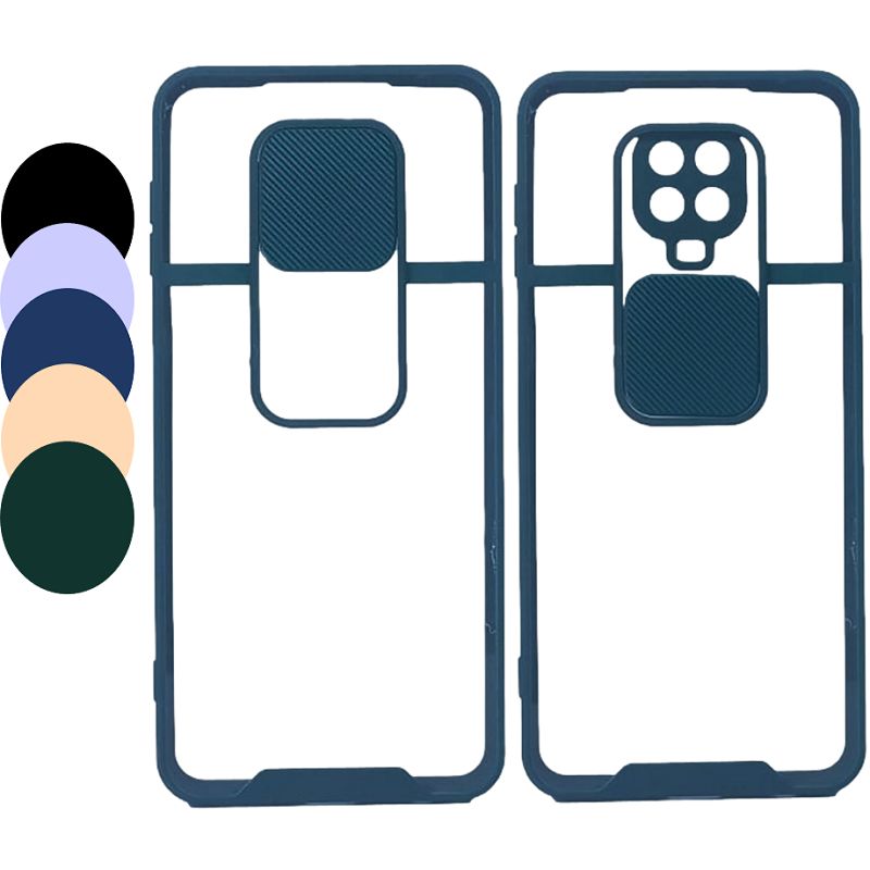 GENERICO - Estuche Slider Transparente Compatible Xiaomi Note 9S y 9 Pro Verde