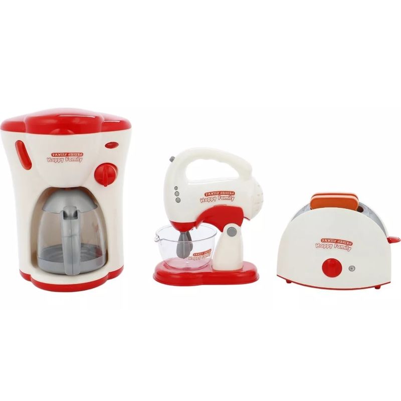 MARKET TOYS - Set Infantil De Cocina Batidora + Cafetera + Tostadora