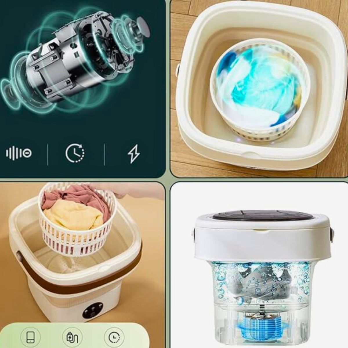 GENERICO - Mini Lavadora Portátil Plegable con Temporizador