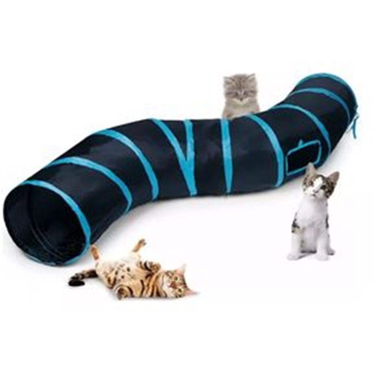 GENERICO - Túnel Interactivo Plegable para Mascotas Gato Azul Marino