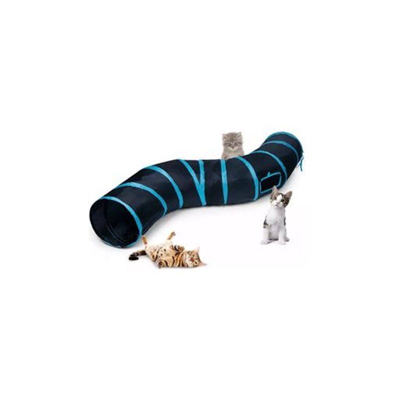 GENERICO - Túnel Interactivo Plegable para Mascotas Gato Azul Marino