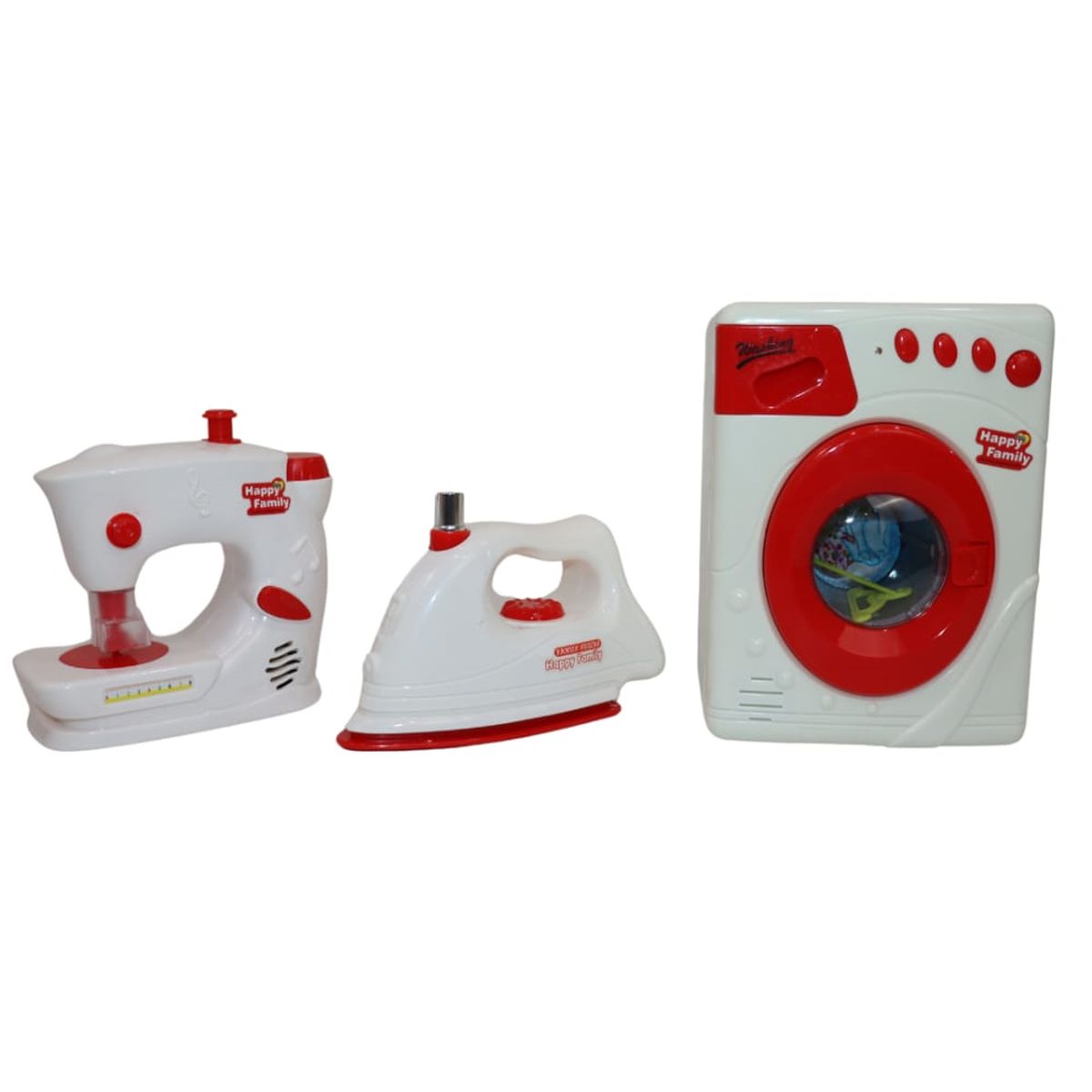 MARKET TOYS - Set Infantil De Casa Lavadora + Plancha + Maquina De Coser