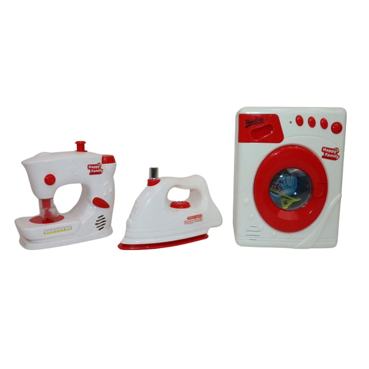 MARKET TOYS - Set Infantil De Casa Lavadora + Plancha + Maquina De Coser
