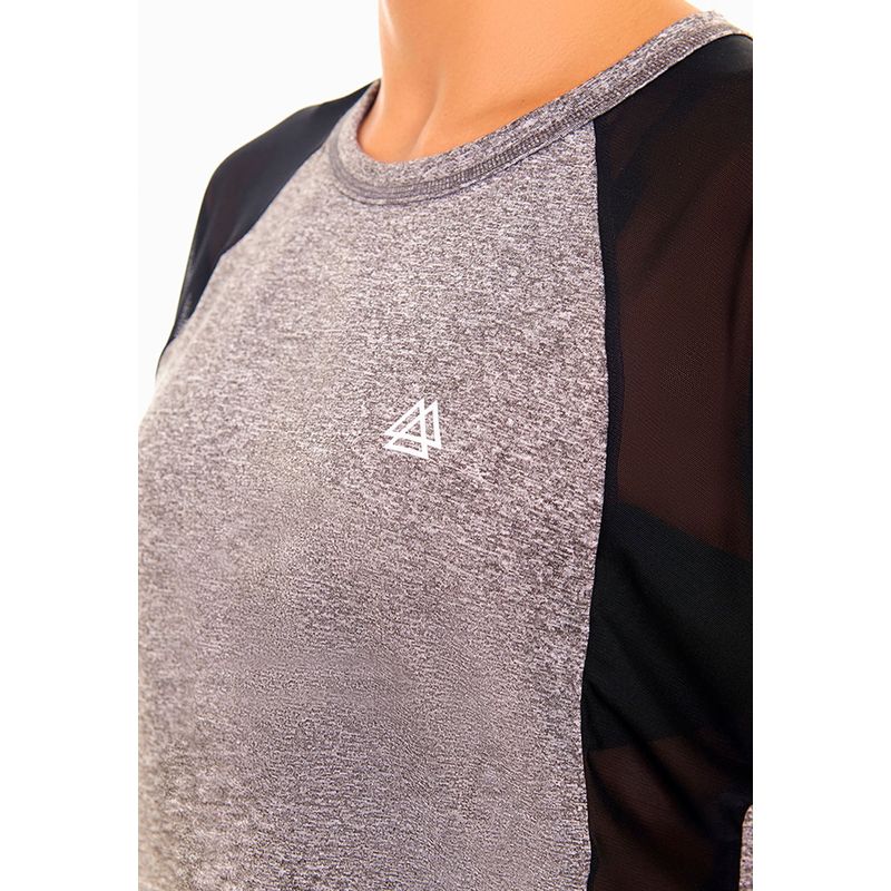 BELIFE - Camiseta Deportiva Manga Corta Gris Mujer Belife