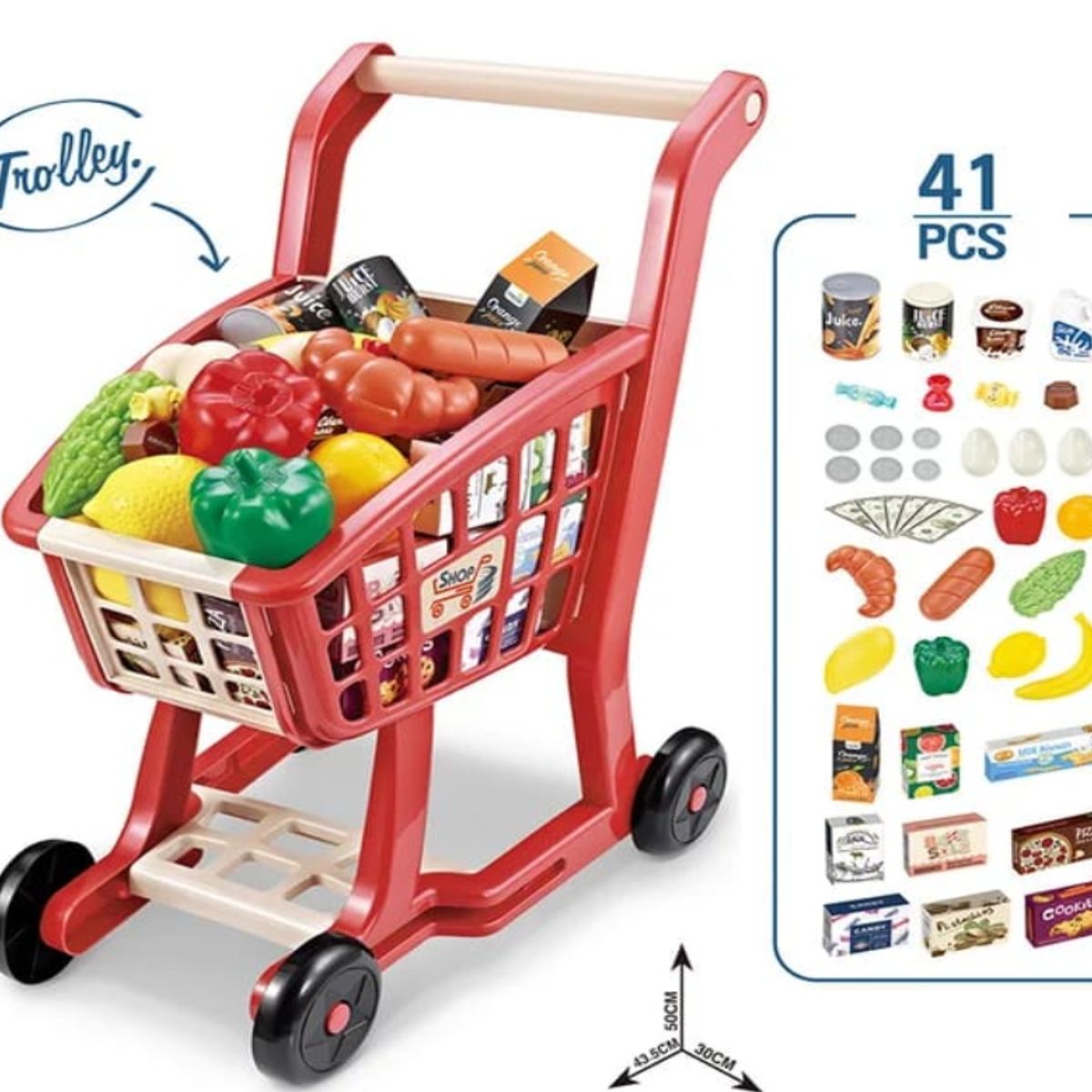 MARKET TOYS - Carrito De Supermercado Infantil 41 Pcs De Mercado