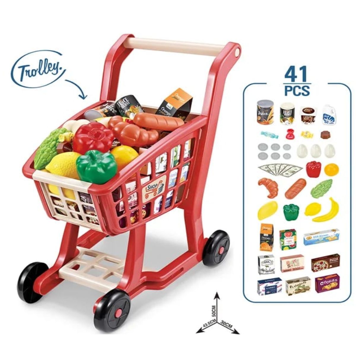 MARKET TOYS - Carrito De Supermercado Infantil 41 Pcs De Mercado