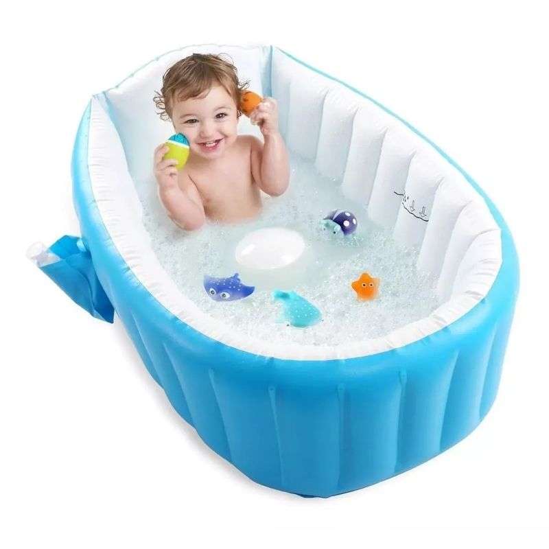 GENERICO - Tina Bañera Inflable Portátil Azul Grande