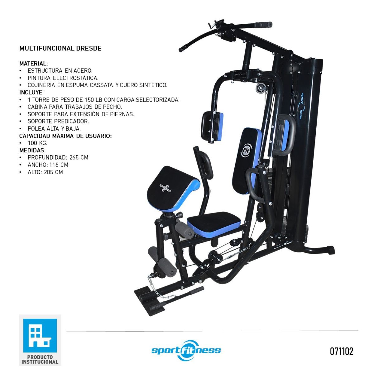 SPORT FITNESS - Multifuerza Gimnasio Ejercicio 150lbs Fitness Sportfitness