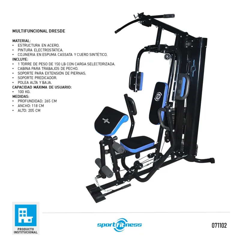 SPORTFITNESS - Multifuerza Gimnasio Ejercicio 150lbs Fitness Sportfitness