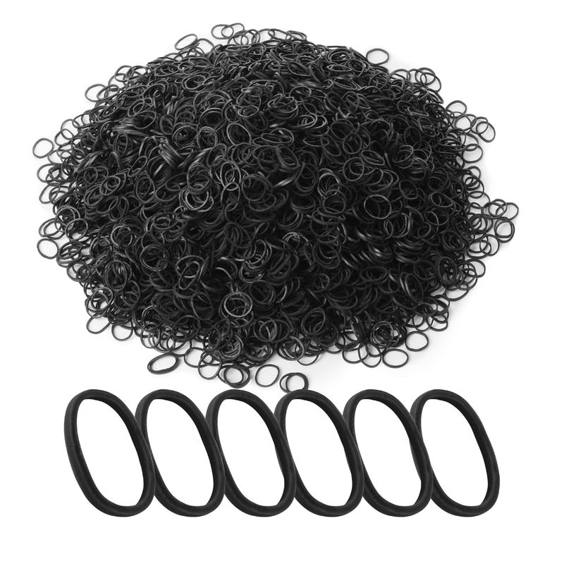 GENERICO - Ligas x 1250 Und Cauchos Colitas Negras Peinado Cabello Niña-