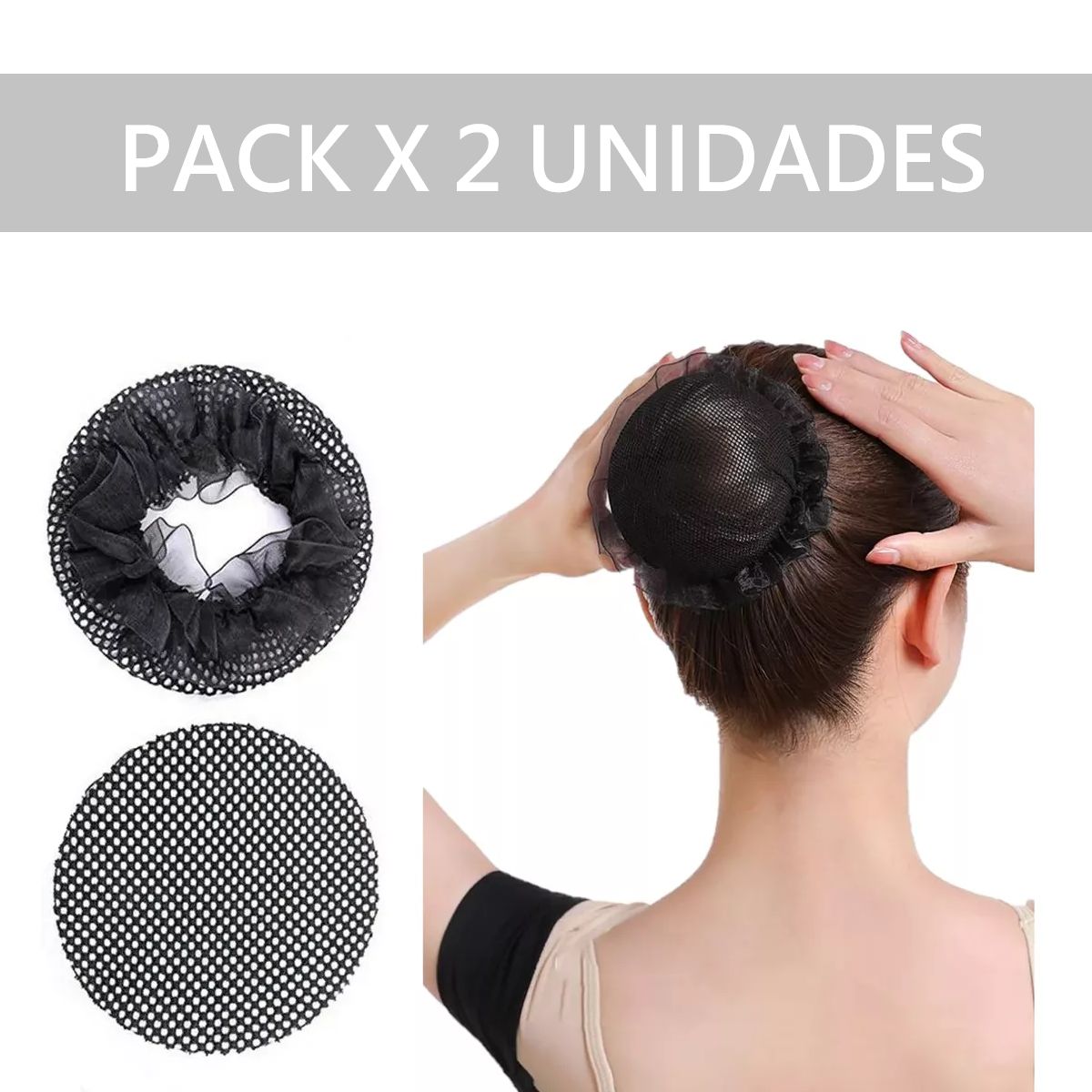 GENERICO - Malla X 2 Unid Colita Sujetador Moño Cabello Ballet Negro