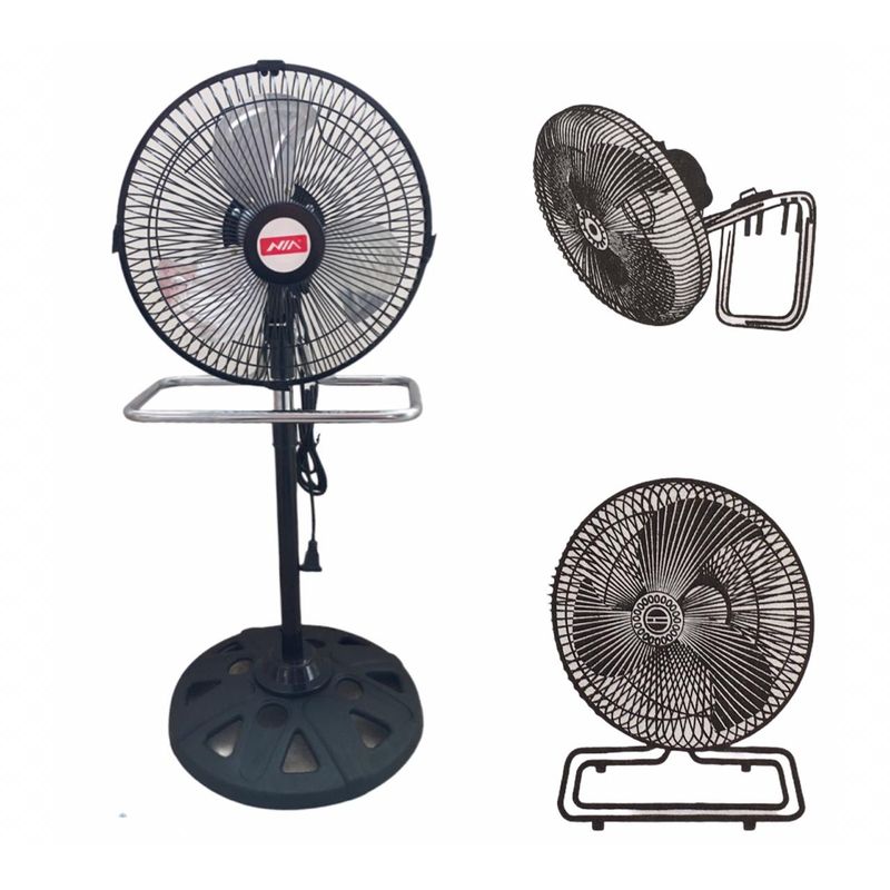 GENERICO - Ventilador 10 Pulgadas 3 En 1 Super Potente 3 Aspas Metal