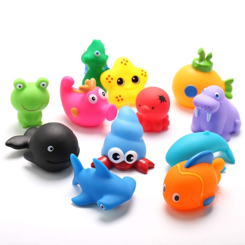 GENERICO - Animales X 8 Juguetes Chillones De Piscina Bañera Baño Tina-